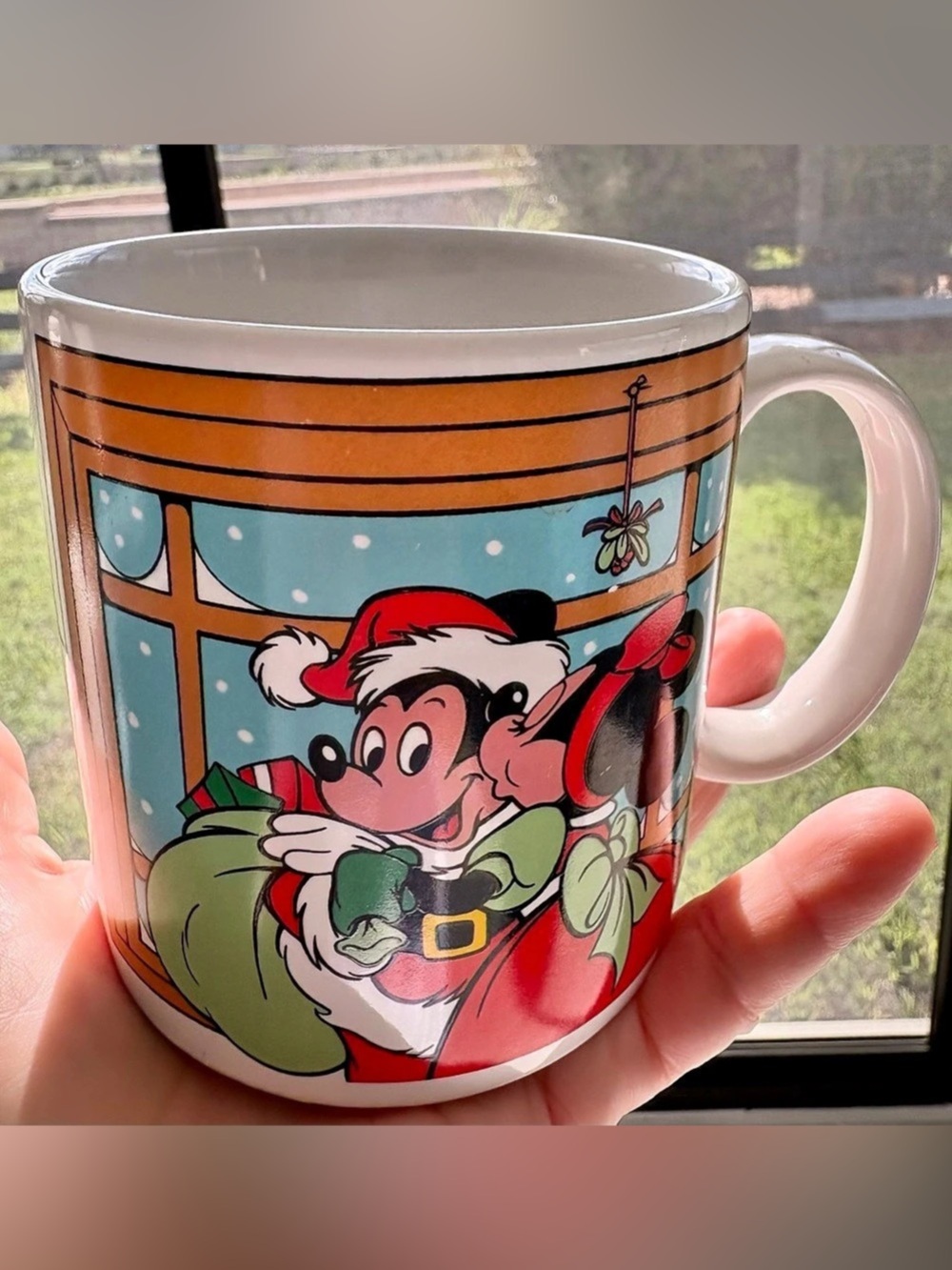 Vintage Disney Applause Coffee Mug Mickey Minnie Mouse Christmas '88 Holiday
